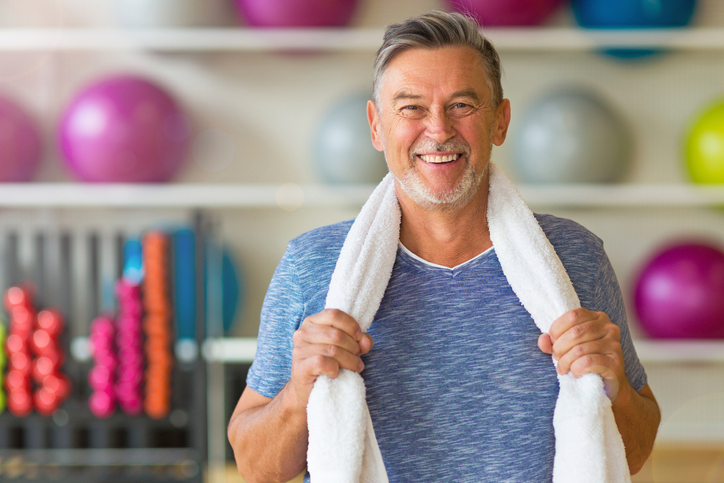 A man smiling after balance physical therapy in Richmond